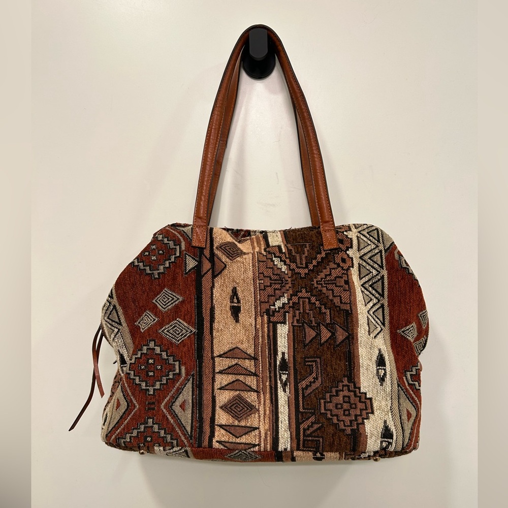 Street Level large 3 section boho print handbag